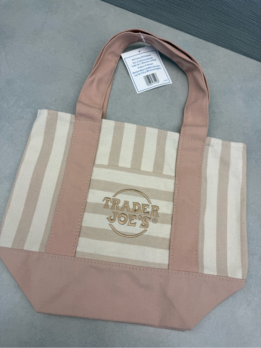 Trader Joe’s Beigr Stripe Canvas Tote Bag